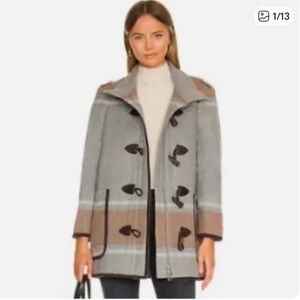 Veronica Beard Gray and Brown Pea Coat